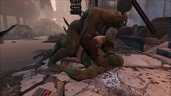 Fallout 4 A blonde and 2 green monsters