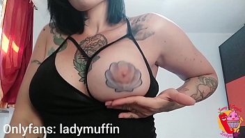 Horny milf clamps her tattoed nipple and then she fingers her shaved pussy (Teaser)