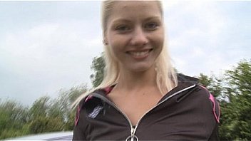 Teen racer masturbating next to her fast BMW