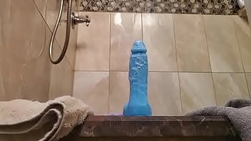 Latina Anal play date with the Bluejay suction dildo.