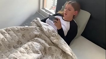 Busty sister gets caught watching porn by brother and he helps her out
